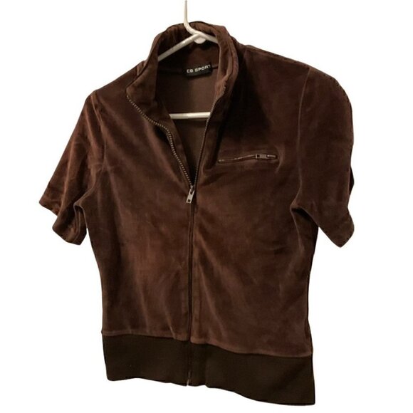 Y2k CB Sports Brown Zip Up Top Size  Medium - Picture 1 of 6